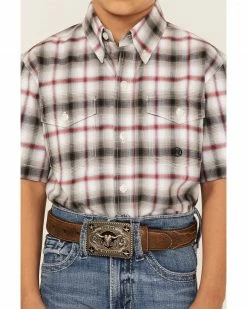 Roper Boys' Amarillo Plaid Print Short Sleeve Button-Down Shirt Black 9 Roper Boys' Amarillo Plaid Print Short Sleeve Button-Down Shirt Black -Roper Shop 2000359107 001 P3