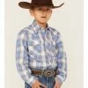 Roper Boys' Classic Plaid Print Long Sleeve Western Snap Shirt Blue 1 Roper Boys' Classic Plaid Print Long Sleeve Western Snap Shirt Blue -Roper Shop 2000359109 400 P1