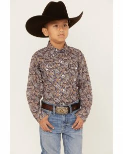 Roper Boys' Amarillo Paisley Print Long Sleeve Western Button-Down Shirt Navy 11 Roper Boys' Amarillo Paisley Print Long Sleeve Western Button-Down Shirt Navy -Roper Shop 2000359110 410 P1 1