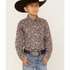 Roper Boys' Amarillo Paisley Print Long Sleeve Western Button-Down Shirt Navy 2 Roper Boys' Amarillo Paisley Print Long Sleeve Western Button-Down Shirt Navy -Roper Shop 2000359110 410 P1