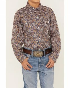Roper Boys' Amarillo Paisley Print Long Sleeve Western Button-Down Shirt Navy 9 Roper Boys' Amarillo Paisley Print Long Sleeve Western Button-Down Shirt Navy -Roper Shop 2000359110 410 P3
