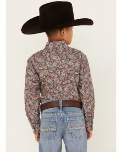 Roper Boys' Amarillo Paisley Print Long Sleeve Western Button-Down Shirt Navy 10 Roper Boys' Amarillo Paisley Print Long Sleeve Western Button-Down Shirt Navy -Roper Shop 2000359110 410 P4