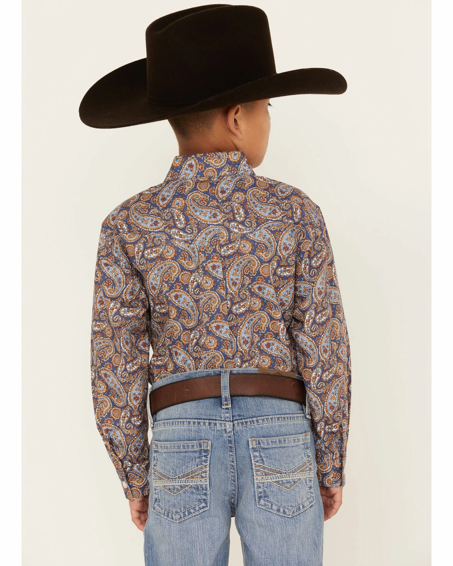 Roper Boys' Amarillo Paisley Print Long Sleeve Western Button-Down Shirt Navy 6 Roper Boys' Amarillo Paisley Print Long Sleeve Western Button-Down Shirt Navy - Image 4