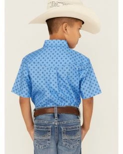 Roper Boys' Amarillo Geo Print Short Sleeve Western Button-Down Shirt Blue 10 Roper Boys' Amarillo Geo Print Short Sleeve Western Button-Down Shirt Blue -Roper Shop 2000359111 400 P4