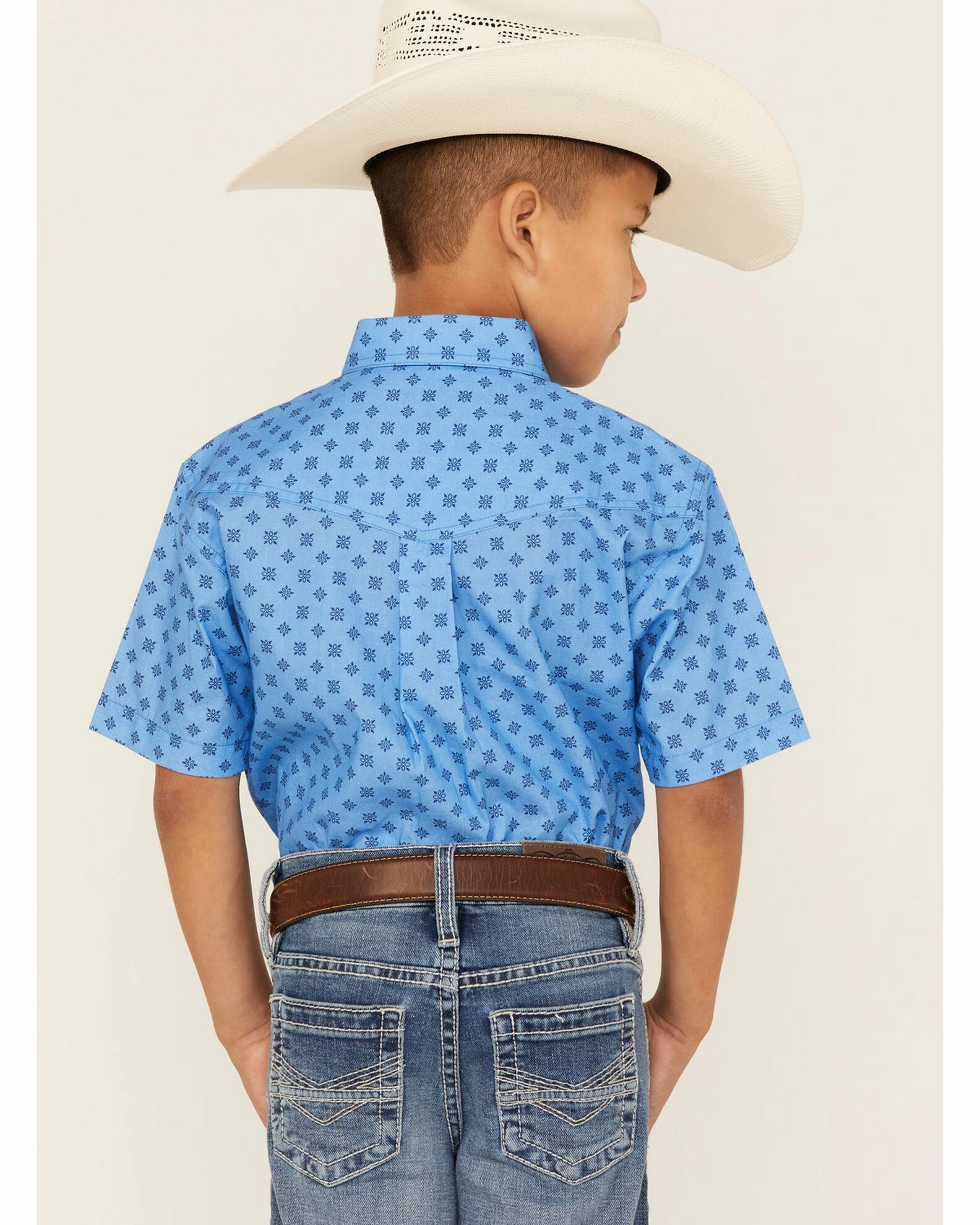 Roper Boys' Amarillo Geo Print Short Sleeve Western Button-Down Shirt Blue 6 Roper Boys' Amarillo Geo Print Short Sleeve Western Button-Down Shirt Blue - Image 4