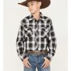 Roper Boys' Plaid Print Long Sleeve Snap Western Shirt Black 1 Roper Boys' Plaid Print Long Sleeve Snap Western Shirt Black -Roper Shop 2000359114 001 P1