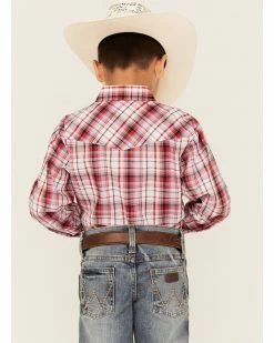 Roper Boys' Plaid Print Long Sleeve Shirt Red -Roper Shop 2000359115 600 P4