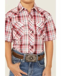 Roper Boys' Classic Plaid Print Short Sleeve Western Snap Shirt Red 9 Roper Boys' Classic Plaid Print Short Sleeve Western Snap Shirt Red -Roper Shop 2000359116 600 P3