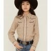 Roper Girls' Floral Print Long Sleeve Western Snap Shirt Tan -Roper Shop 2000359165 280 P1