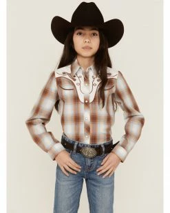 Roper Girls' Plaid Print Embroidered Long Sleeve Western Snap Shirt Brown 11 Roper Girls' Plaid Print Embroidered Long Sleeve Western Snap Shirt Brown -Roper Shop 2000359166 200 P1 1