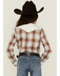 Roper Girls' Plaid Print Embroidered Long Sleeve Western Snap Shirt Brown 10 Roper Girls' Plaid Print Embroidered Long Sleeve Western Snap Shirt Brown -Roper Shop 2000359166 200 P4