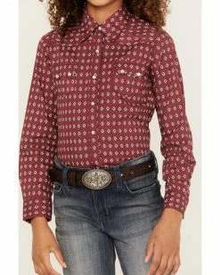 Roper Girls' Geo Print Long Sleeve Performance Snap Western Shirt Red 9 Roper Girls' Geo Print Long Sleeve Performance Snap Western Shirt Red -Roper Shop 2000359173 600 P3