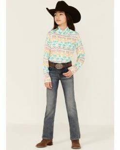 Roper Girls' Buffalo Southwestern Print Long Sleeve Western Snap Shirt Multi -Roper Shop 2000359174 900 P2