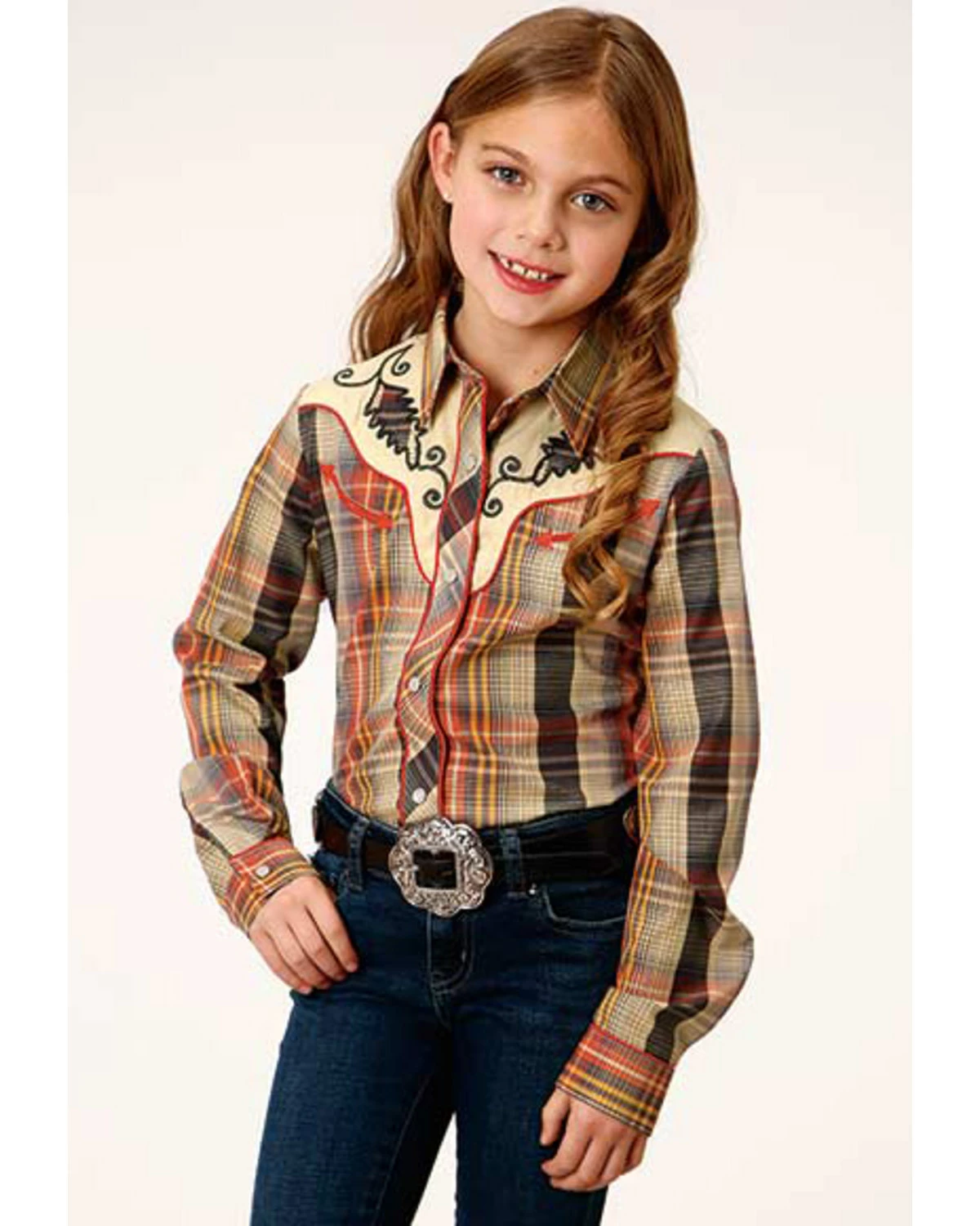 Roper Girls' Multi Plaid Snap Long Sleeve Western Shirt 5 Roper Girls' Multi Plaid Snap Long Sleeve Western Shirt - Image 3