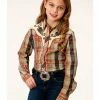 Roper Girls' Multi Plaid Snap Long Sleeve Western Shirt