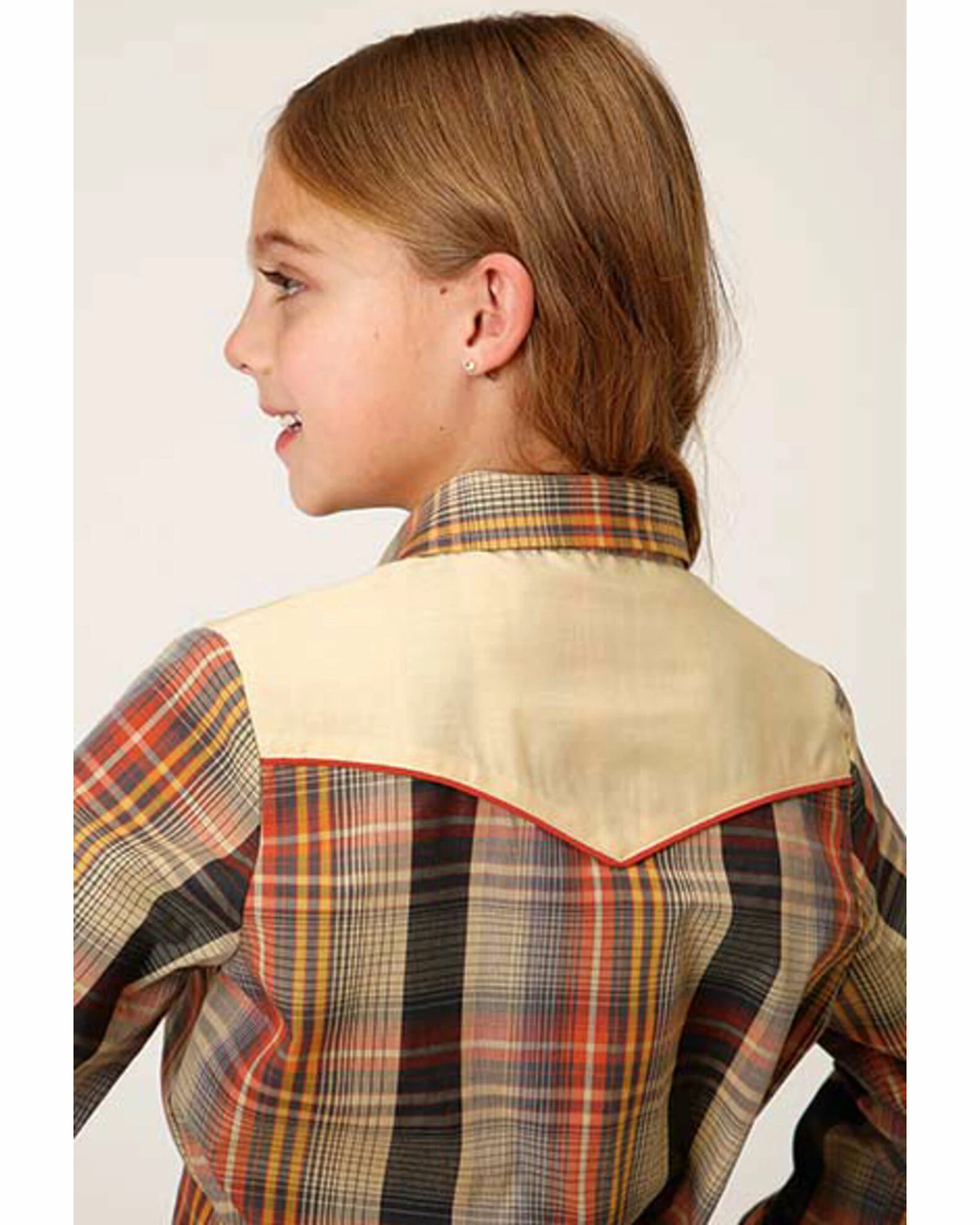 Roper Girls' Multi Plaid Snap Long Sleeve Western Shirt 4 Roper Girls' Multi Plaid Snap Long Sleeve Western Shirt - Image 2