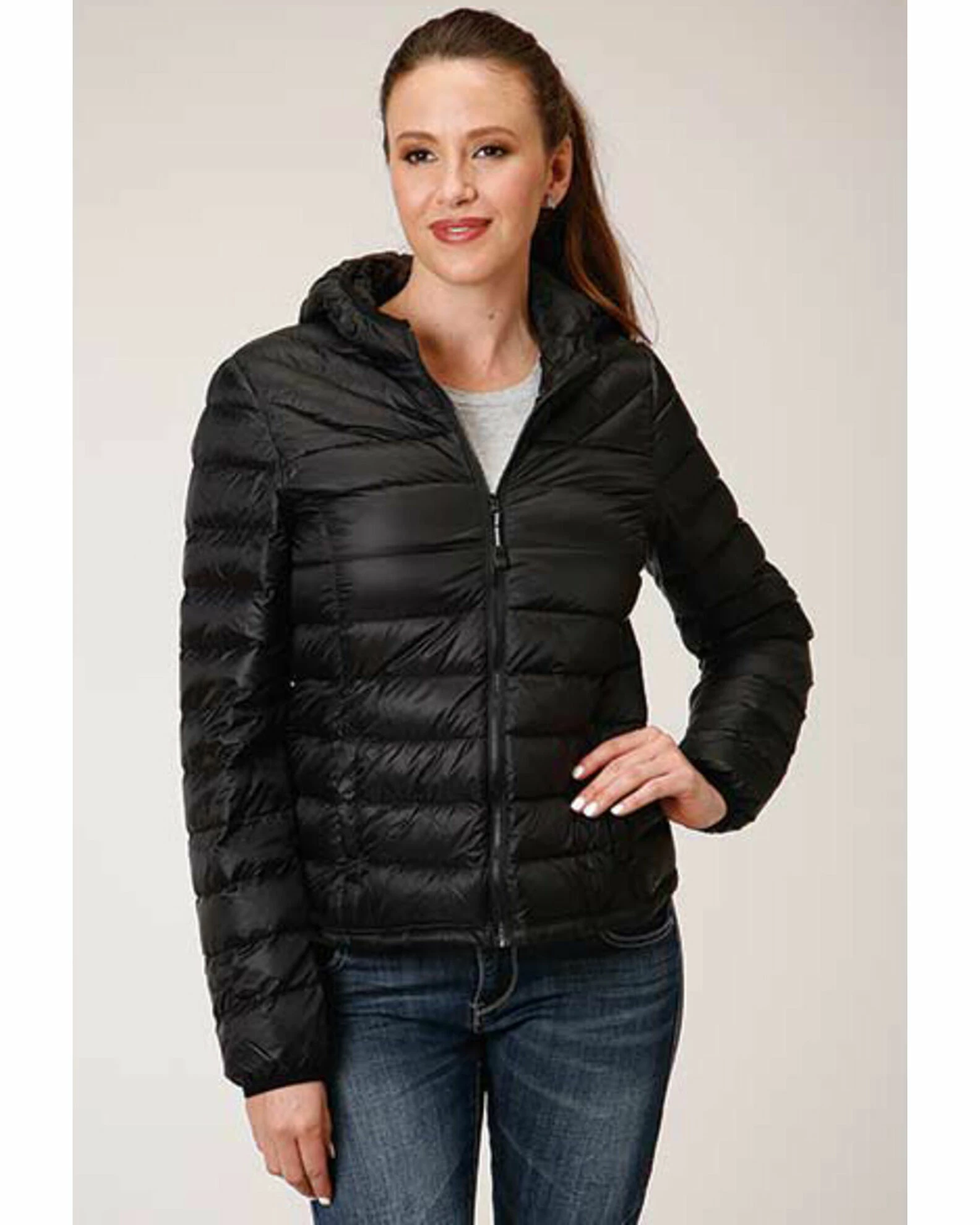 Roper Women's Quilted Puffer Jacket Black 3 Roper Women's Quilted Puffer Jacket Black
