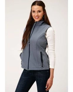 Roper Women's Blue Heathered Softshell Vest 7 Roper Women's Blue Heathered Softshell Vest -Roper Shop 2000360006 400 P1 1