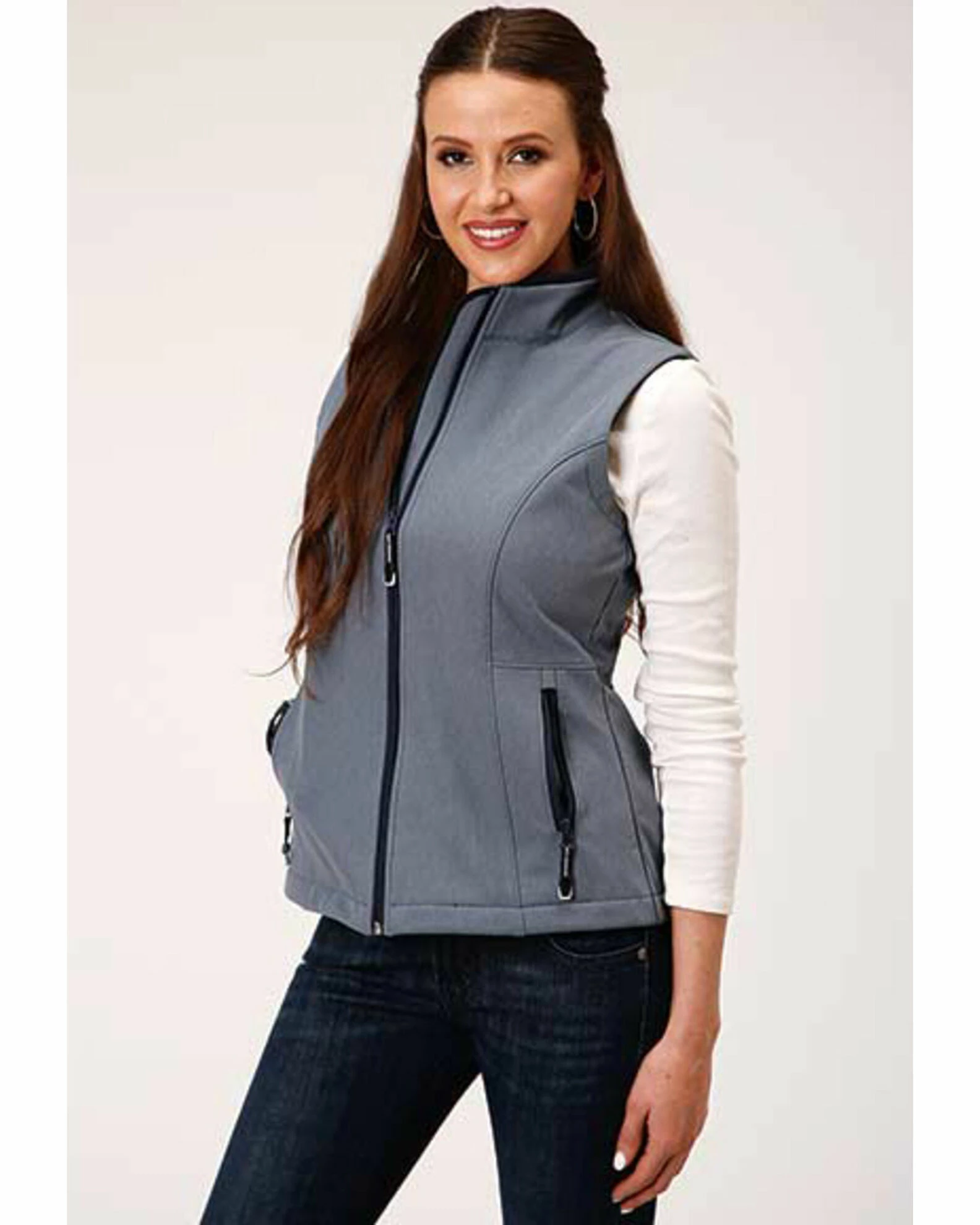 Roper Women's Blue Heathered Softshell Vest 3 Roper Women's Blue Heathered Softshell Vest