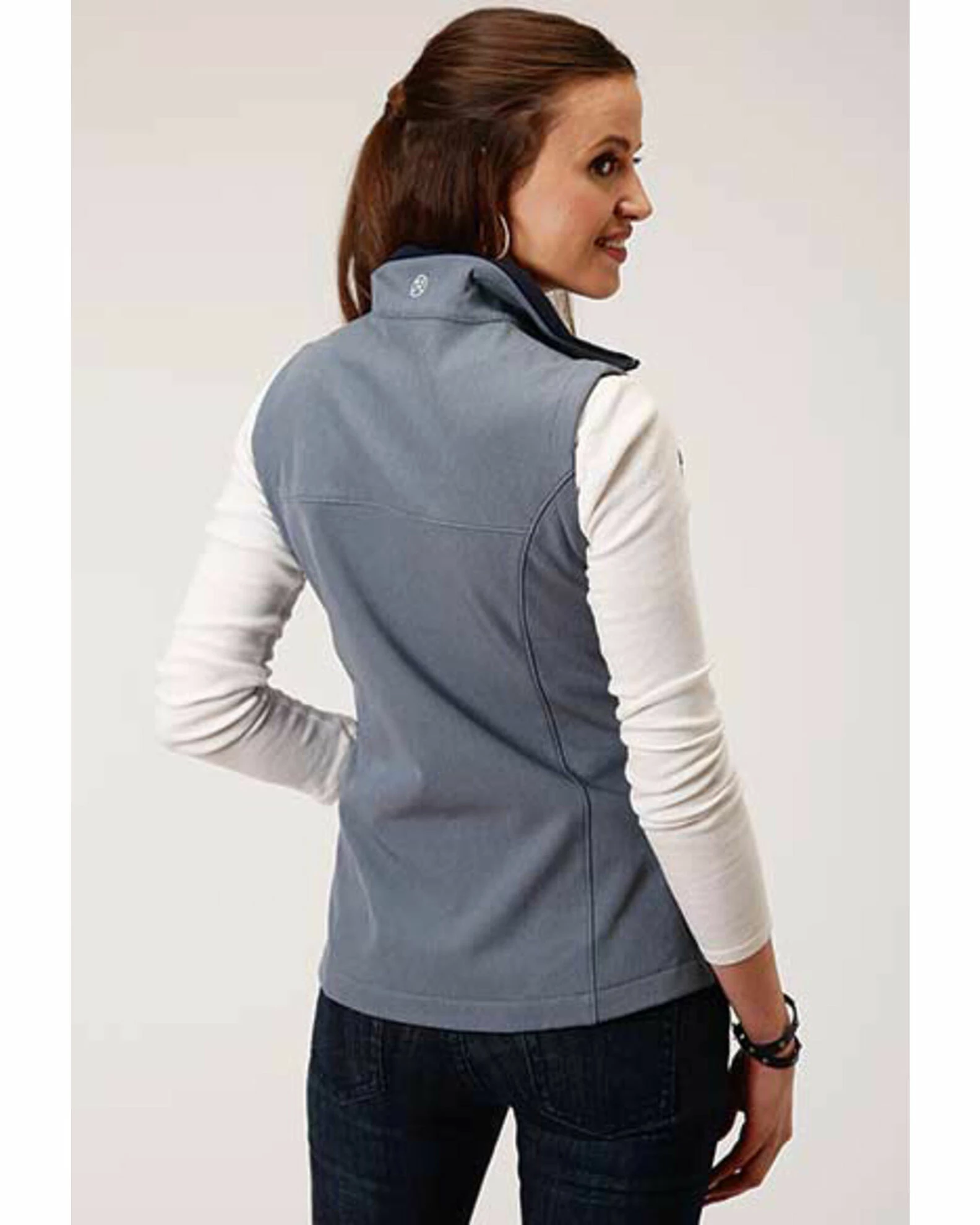Roper Women's Blue Heathered Softshell Vest 4 Roper Women's Blue Heathered Softshell Vest - Image 2