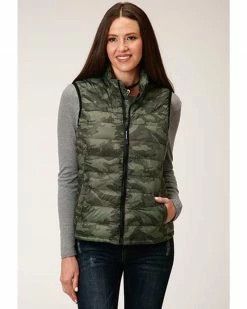 Roper Women's Camo Quilted Puffer Vest Camouflage