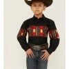 Roper Boys' Southwestern Snap Long Sleeve Western Shirt Black 2 Roper Boys' Southwestern Snap Long Sleeve Western Shirt Black -Roper Shop 2000360013 001 P1