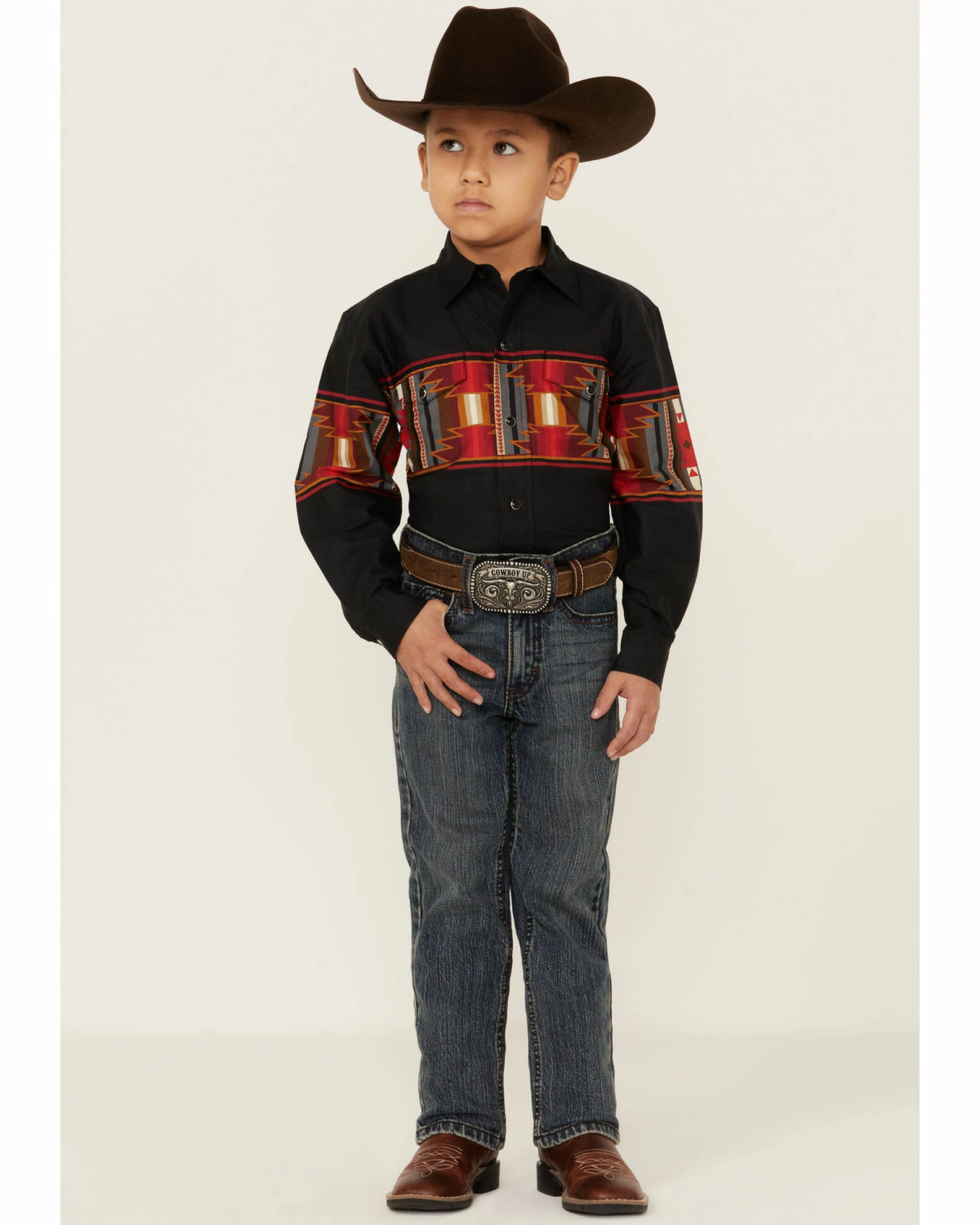 Roper Boys' Southwestern Snap Long Sleeve Western Shirt Black 4 Roper Boys' Southwestern Snap Long Sleeve Western Shirt Black - Image 2
