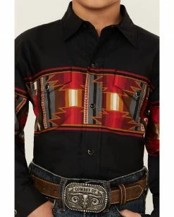Roper Boys' Southwestern Snap Long Sleeve Western Shirt Black 9 Roper Boys' Southwestern Snap Long Sleeve Western Shirt Black -Roper Shop 2000360013 001 P3