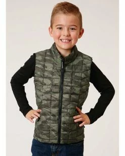 Roper Boys' Camo Quilted Puffer Vest Camouflage