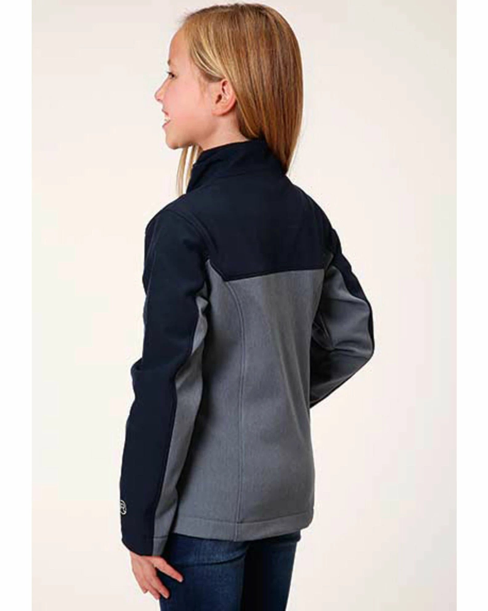 Roper Girls' Long Sleeve Navy & Grey Fleece Pullover Jacket 4 Roper Girls' Long Sleeve Navy & Grey Fleece Pullover Jacket - Image 2