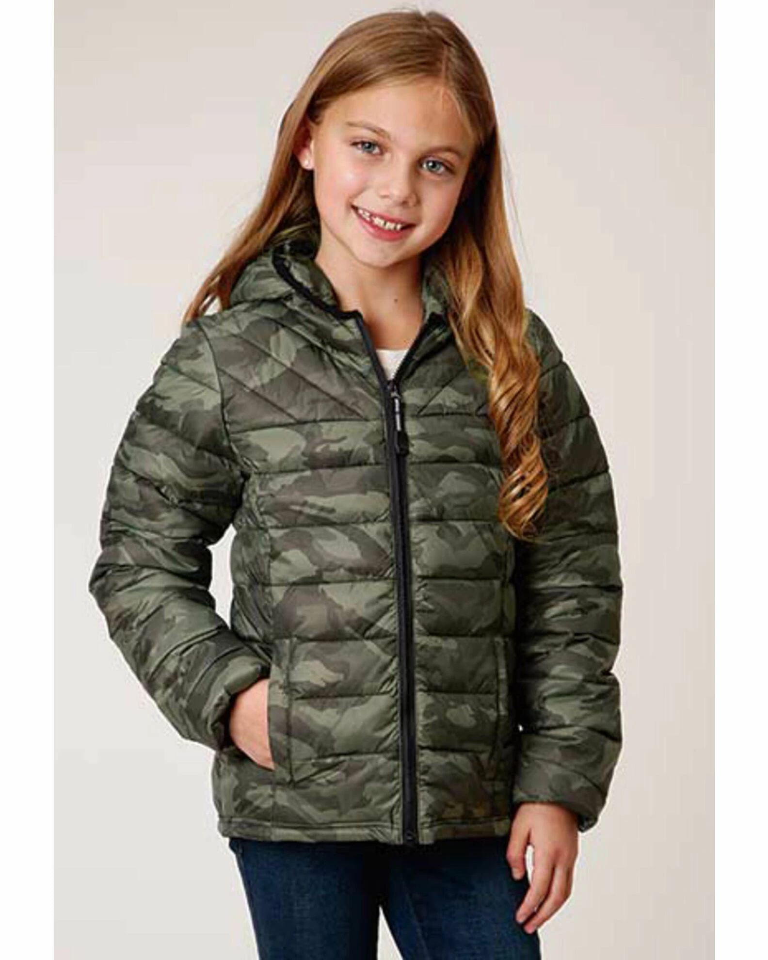 Roper Girls' Lightweight Quilted Hooded Camo Puffer Jacket Camouflage 3 Roper Girls' Lightweight Quilted Hooded Camo Puffer Jacket Camouflage