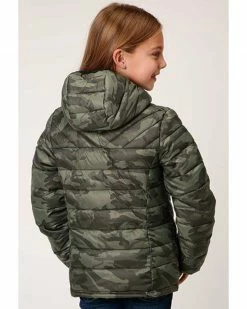 Roper Girls' Lightweight Quilted Hooded Camo Puffer Jacket Camouflage 6 Roper Girls' Lightweight Quilted Hooded Camo Puffer Jacket Camouflage -Roper Shop 2000360027 340 P2