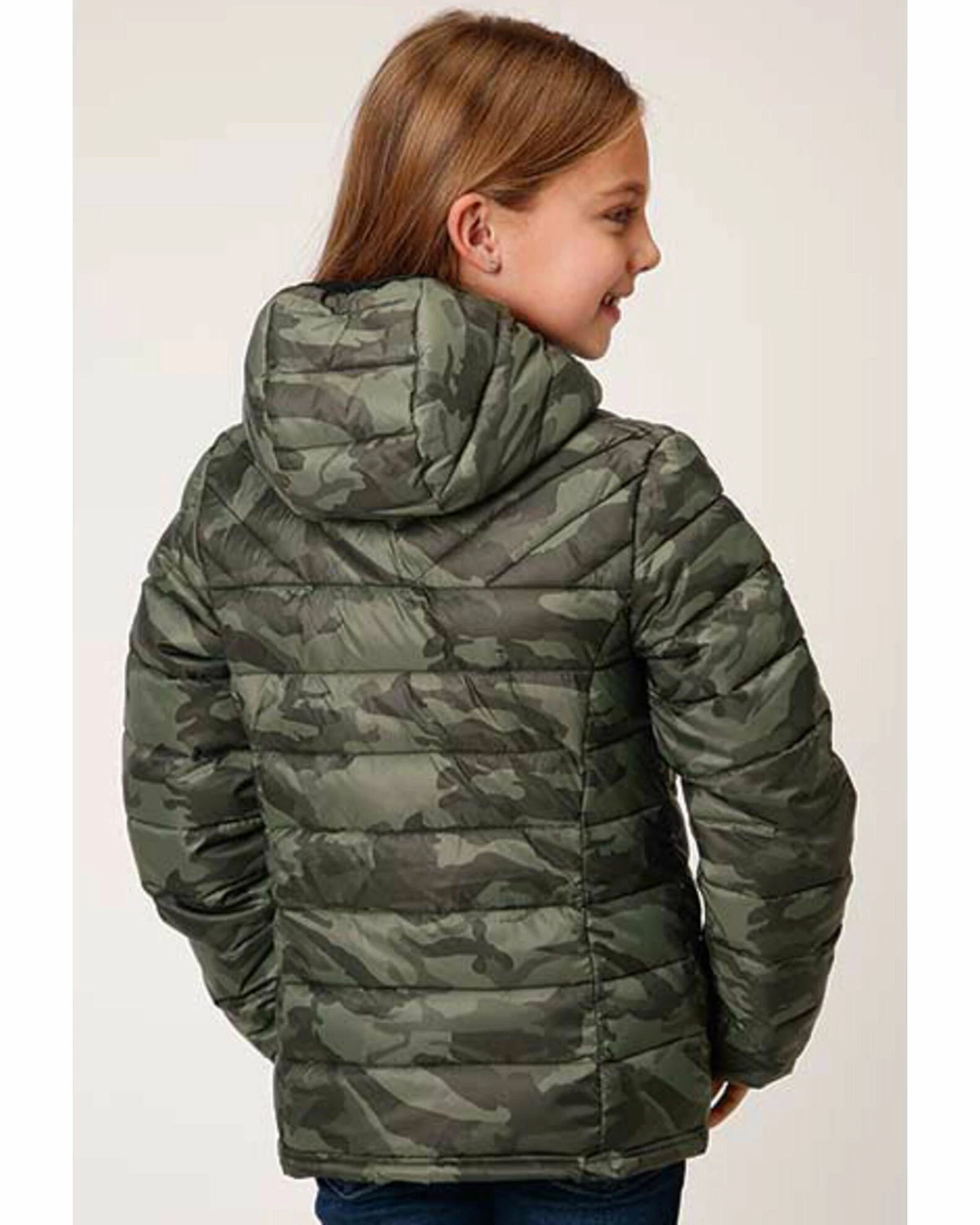 Roper Girls' Lightweight Quilted Hooded Camo Puffer Jacket Camouflage 4 Roper Girls' Lightweight Quilted Hooded Camo Puffer Jacket Camouflage - Image 2