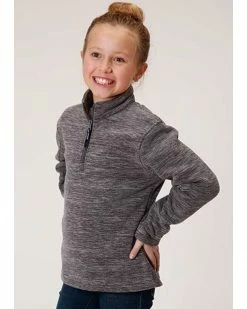 Roper Girls' Long Sleeve Melange Grey Microfleece Pullover  -Roper Shop 2000360028 020 P1 1