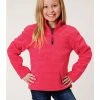 Roper Girls' Long Sleeve Melange Pink Microfleece Pullover  -Roper Shop 2000360030 650 P1
