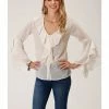Roper Women’s White Long Sleeve Georgette Ruffle Blouse For Women's -Roper Shop 2000360038 100 P1