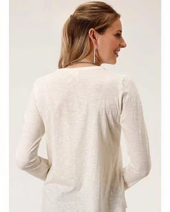 Roper Women's Long Sleeve Cream Embroidered Top White 6 Roper Women's Long Sleeve Cream Embroidered Top White -Roper Shop 2000360039 100 P2