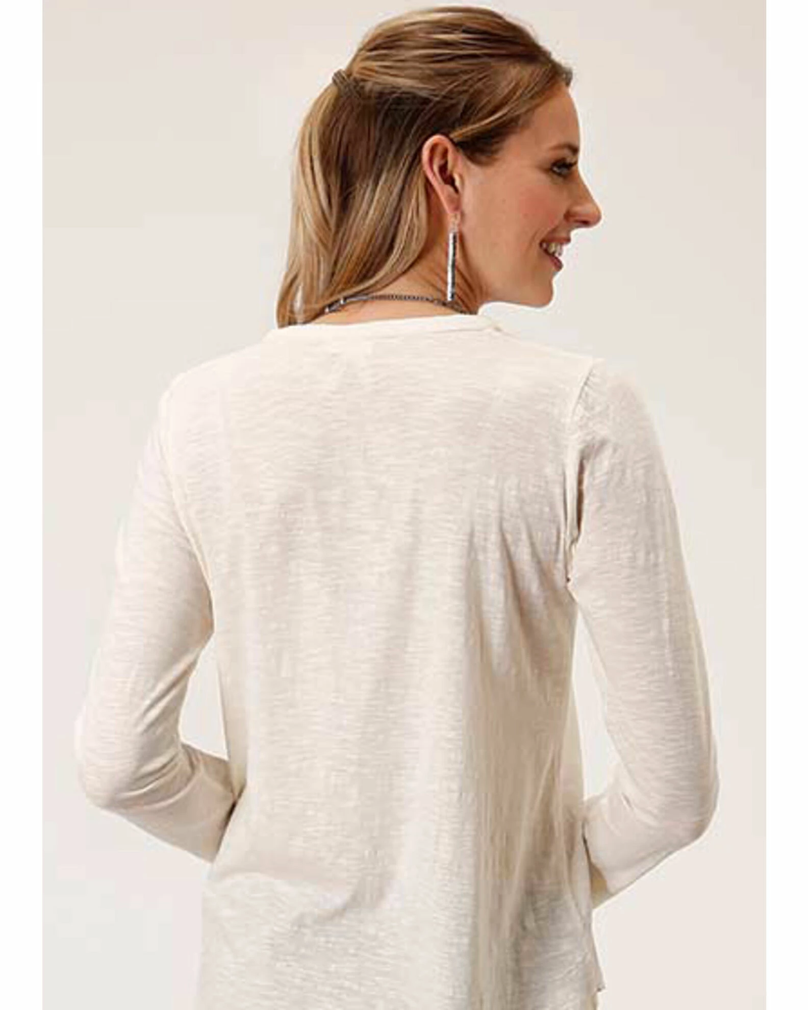 Roper Women's Long Sleeve Cream Embroidered Top White 4 Roper Women's Long Sleeve Cream Embroidered Top White - Image 2