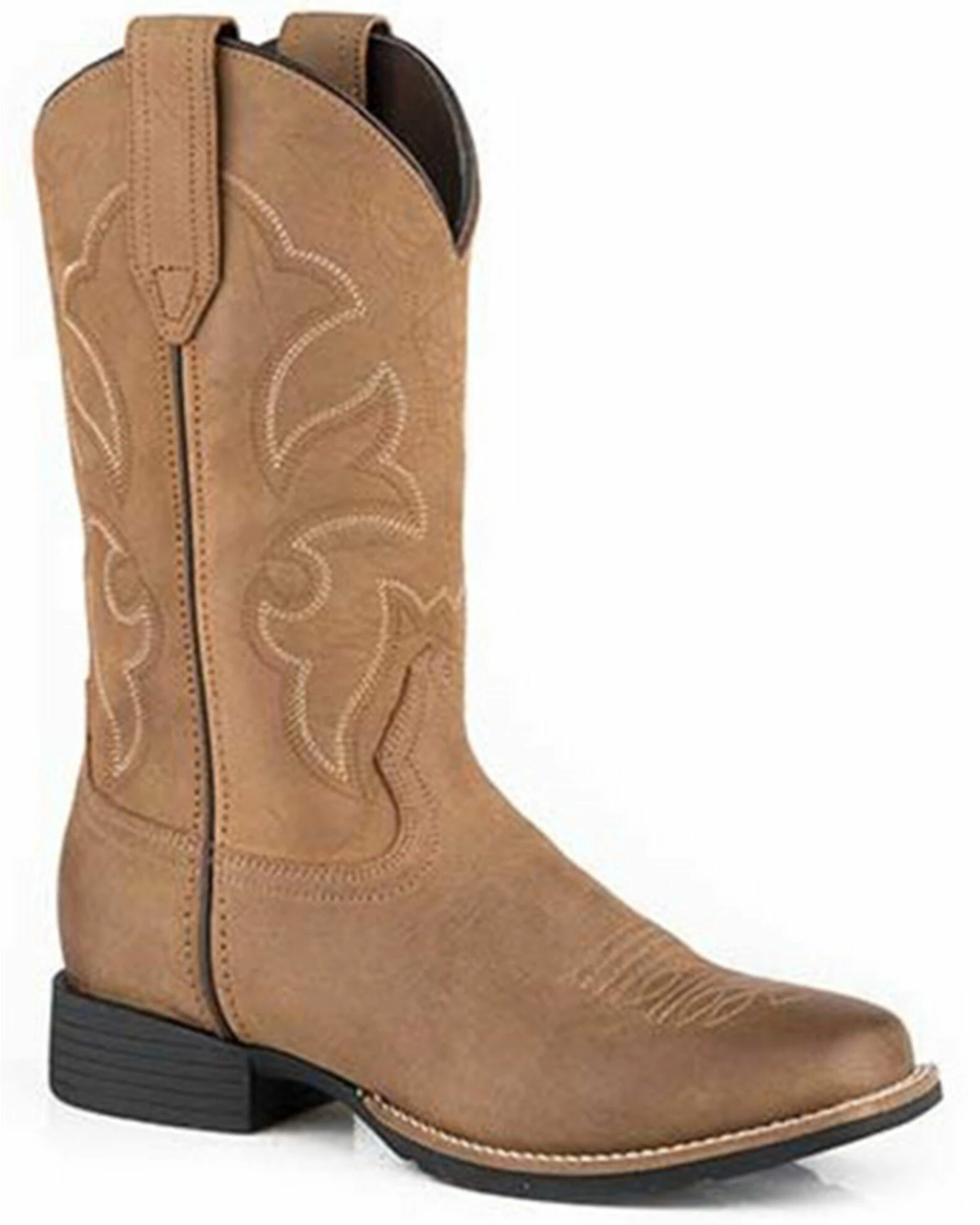 Roper Men's Tan Monterey Crazy Horse Oiled Leather Performance Western Boot - Square Toe 3 Roper Men's Tan Monterey Crazy Horse Oiled Leather Performance Western Boot - Square Toe