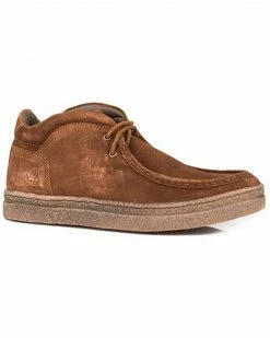 Roper Men's Ryder Embossed TPR Crepe Lace-Up Casual Chukka Shoes - Moc Toe  Brown