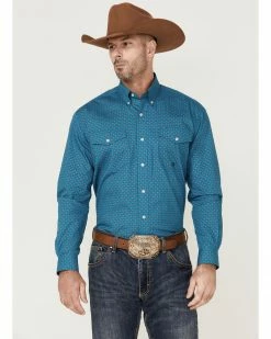 Roper Men's Curcuit Foulard Geo Print Long Sleeve Button-Down Western Shirt  Purple -Roper Shop 2000362605 500 P1 1