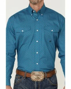 Roper Men's Curcuit Foulard Geo Print Long Sleeve Button-Down Western Shirt  Purple -Roper Shop 2000362605 500 P3