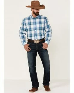 Roper Men's Clear Sky Large Plaid Long Sleeve Button-Down Western Shirt  -Roper Shop 2000362607 300 P2