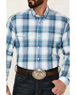 Roper Men's Clear Sky Large Plaid Long Sleeve Button-Down Western Shirt  -Roper Shop 2000362607 300 P3