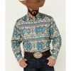 Roper Men's Khaki Large Southwestern Print Long Sleeve Snap Western Shirt  Brown -Roper Shop 2000362614 200 P1