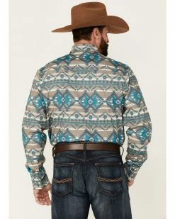 Roper Men's Khaki Large Southwestern Print Long Sleeve Snap Western Shirt  Brown -Roper Shop 2000362614 200 P4