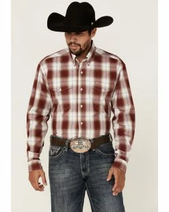 Roper Men's Campfire Ombre Plaid Long Sleeve Button-Down Western Shirt 