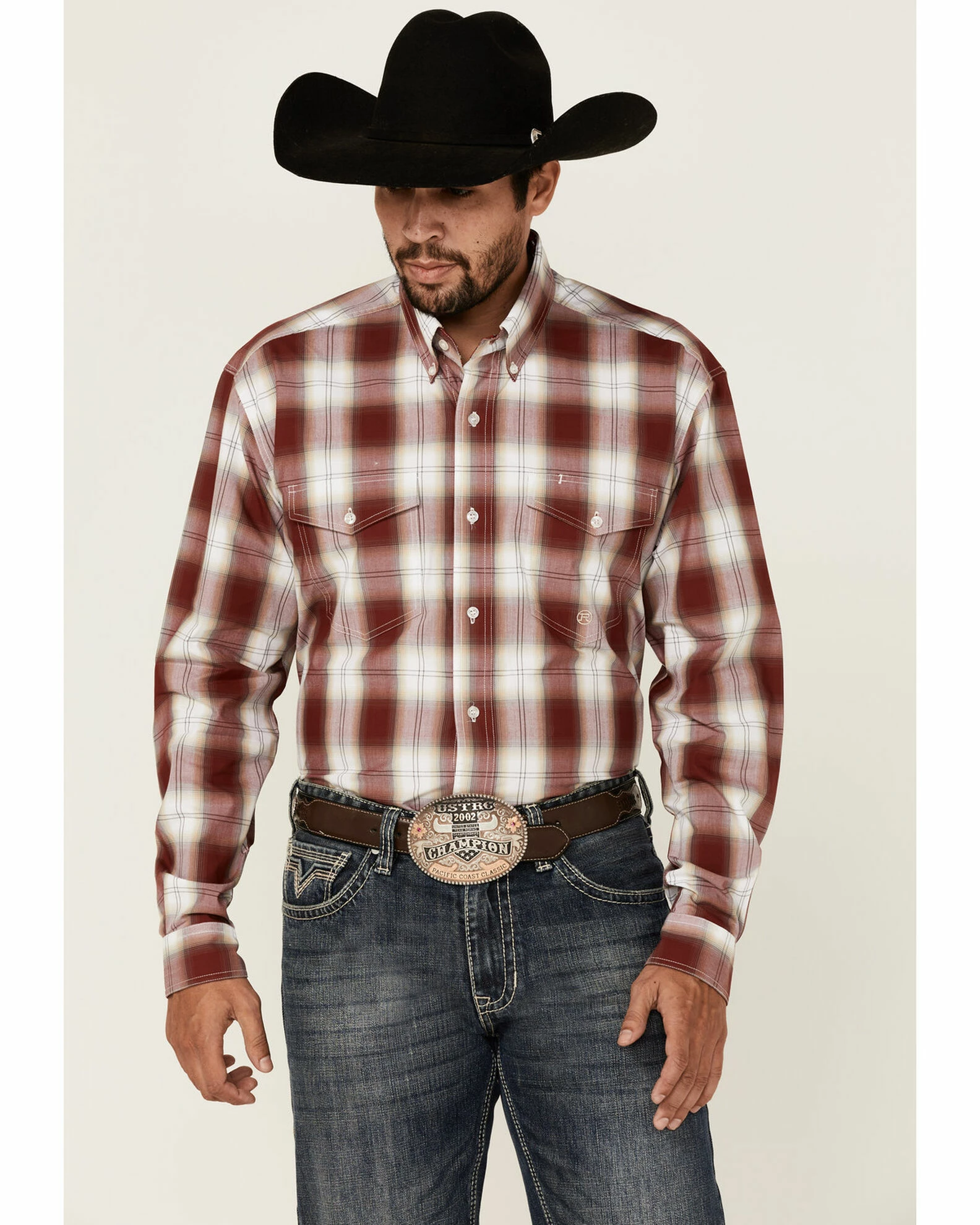 Roper Men's Campfire Ombre Plaid Long Sleeve Button-Down Western Shirt 3 Roper Men's Campfire Ombre Plaid Long Sleeve Button-Down Western Shirt