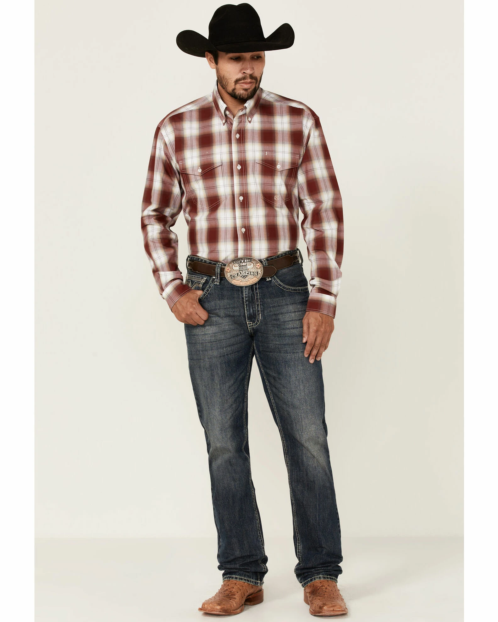 Roper Men's Campfire Ombre Plaid Long Sleeve Button-Down Western Shirt 4 Roper Men's Campfire Ombre Plaid Long Sleeve Button-Down Western Shirt - Image 2