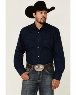 Roper Men's Solid Navy Embroidered Yoke Long Sleeve Snap Western Shirt Blue 11 Roper Men's Solid Navy Embroidered Yoke Long Sleeve Snap Western Shirt Blue -Roper Shop 2000362616 400 P1 1